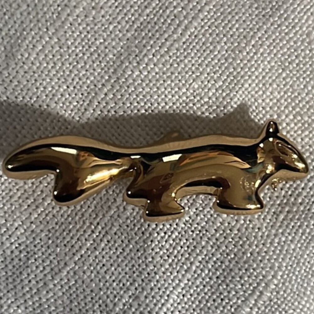 Vintage Monet Shiny Gold Tone Squirrel Brooch